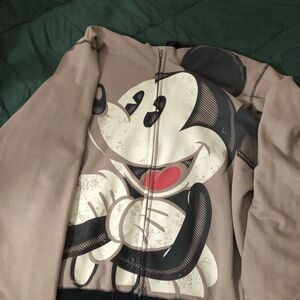 Disney Mickey Mouse Beige and Black Zip-Up Jacket